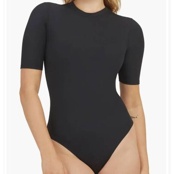 NWT Spanx Bodysuit Women's 2X Black Suit Yourself Ribbed Crewneck Smoother - Picture 1 of 6